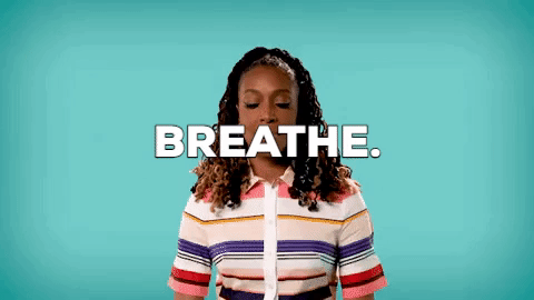 woman demonstrating breathing technique gif
